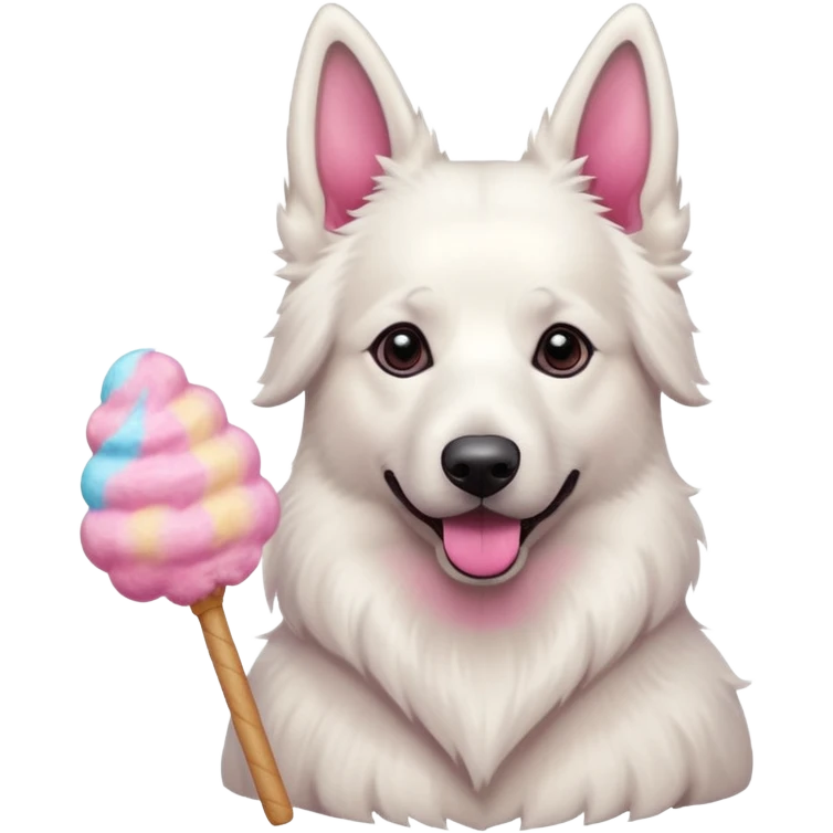 White belgian Shepard loves Cotton candy  in fall emoji