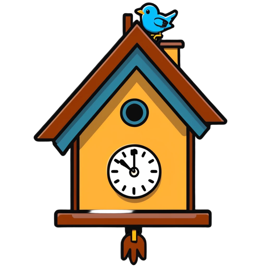 cuckoo clock with bird popping out emoji