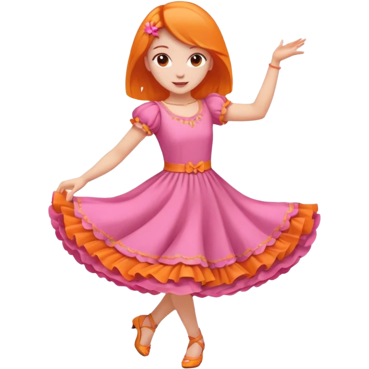 Pinkorangewhite girl dancing emoji
