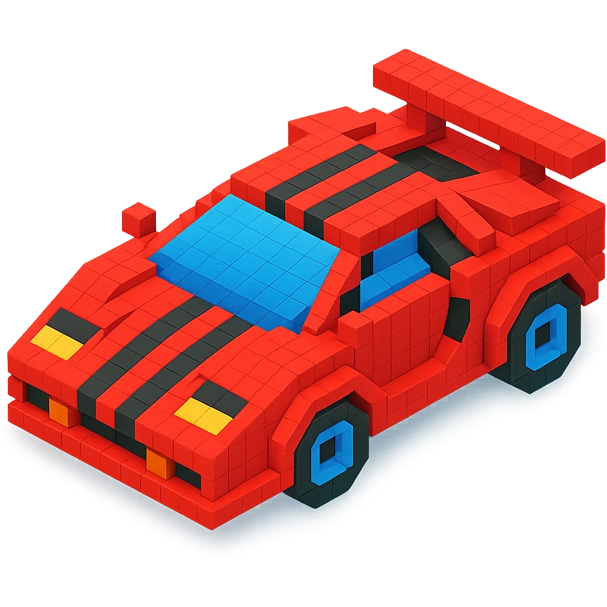 red Lamborghini Countach with black racing stripes, isometric view emoji