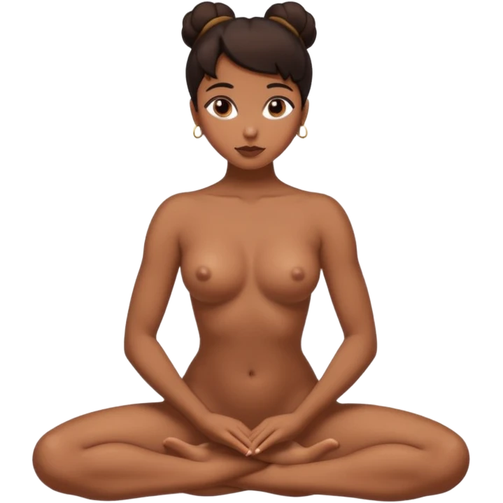 nude brown girl in sexy pose on elbows, dark hair in bun emoji