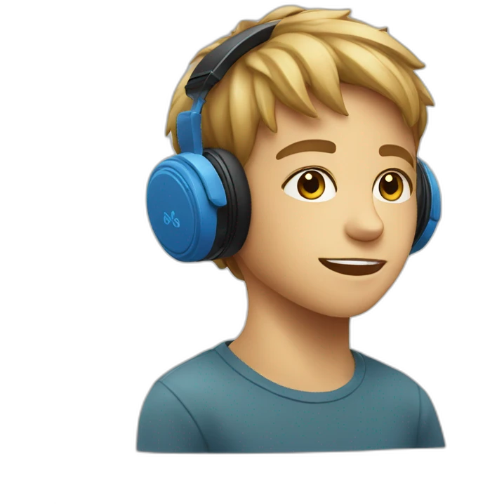 Kid listening to music with bluetooth speakers emoji