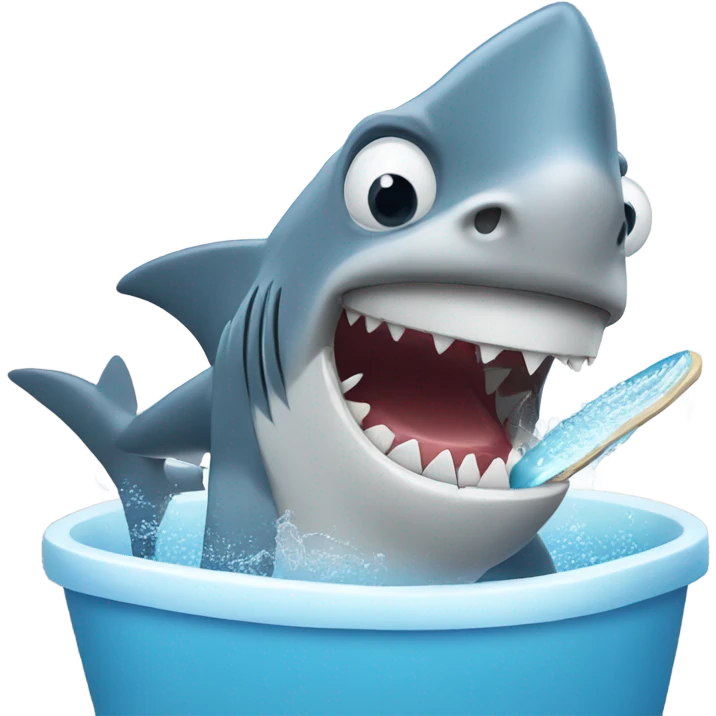Shark brushing teeth  emoji