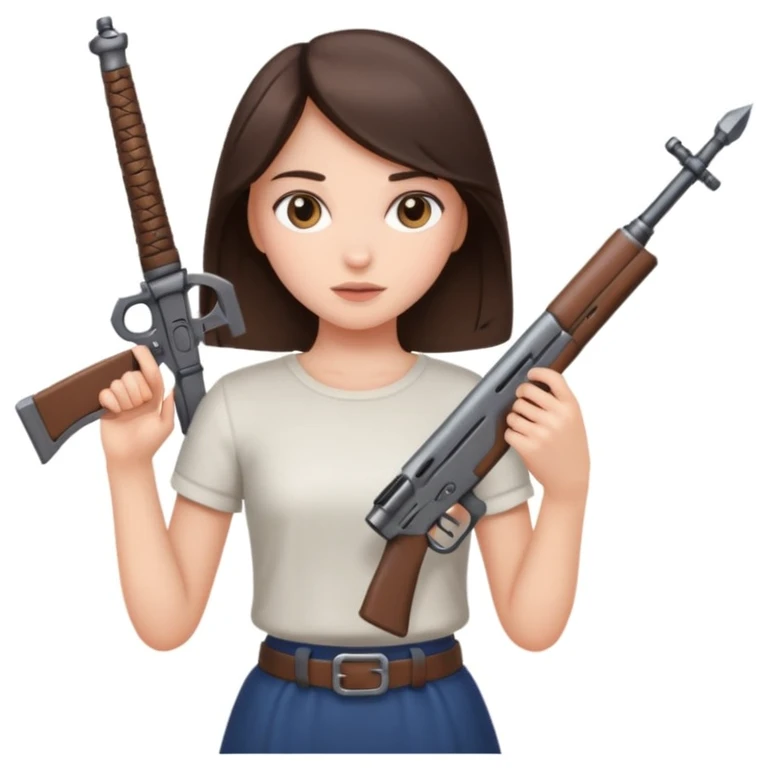 Fille brune clean girl avec une arme  emoji