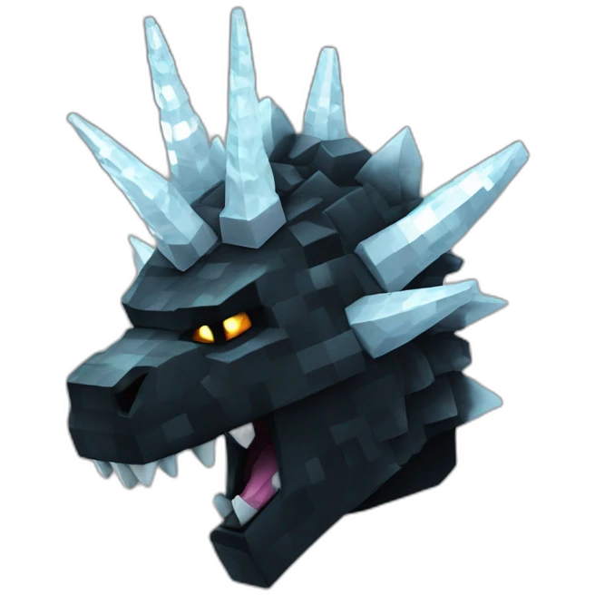 Minecraft Black Godzilla Head With Diamond Unicorn Horn emoji