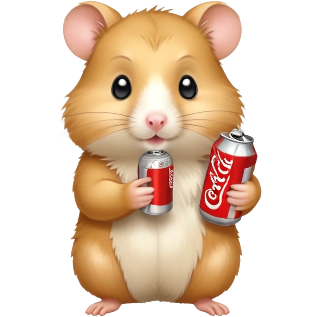 Golden hamster holding a Diet Coke can emoji