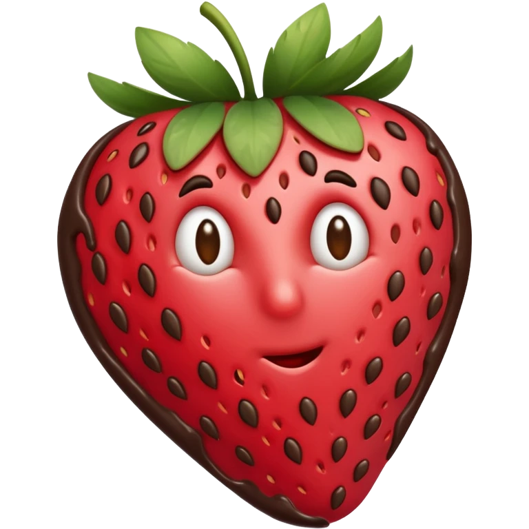strawberry halfway covered in chocolate emoji