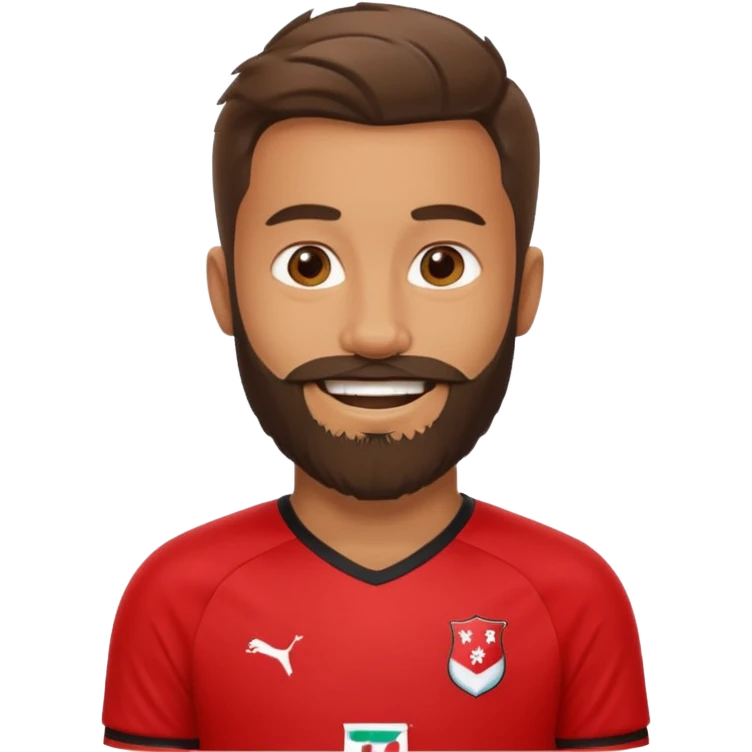 bearded soccer player with red jersey emoji