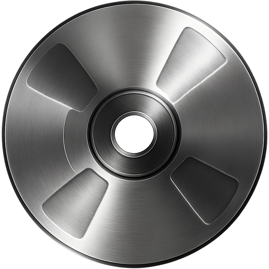 A minimalist CD disc with abstract pattern, glowing effect, violet color emoji