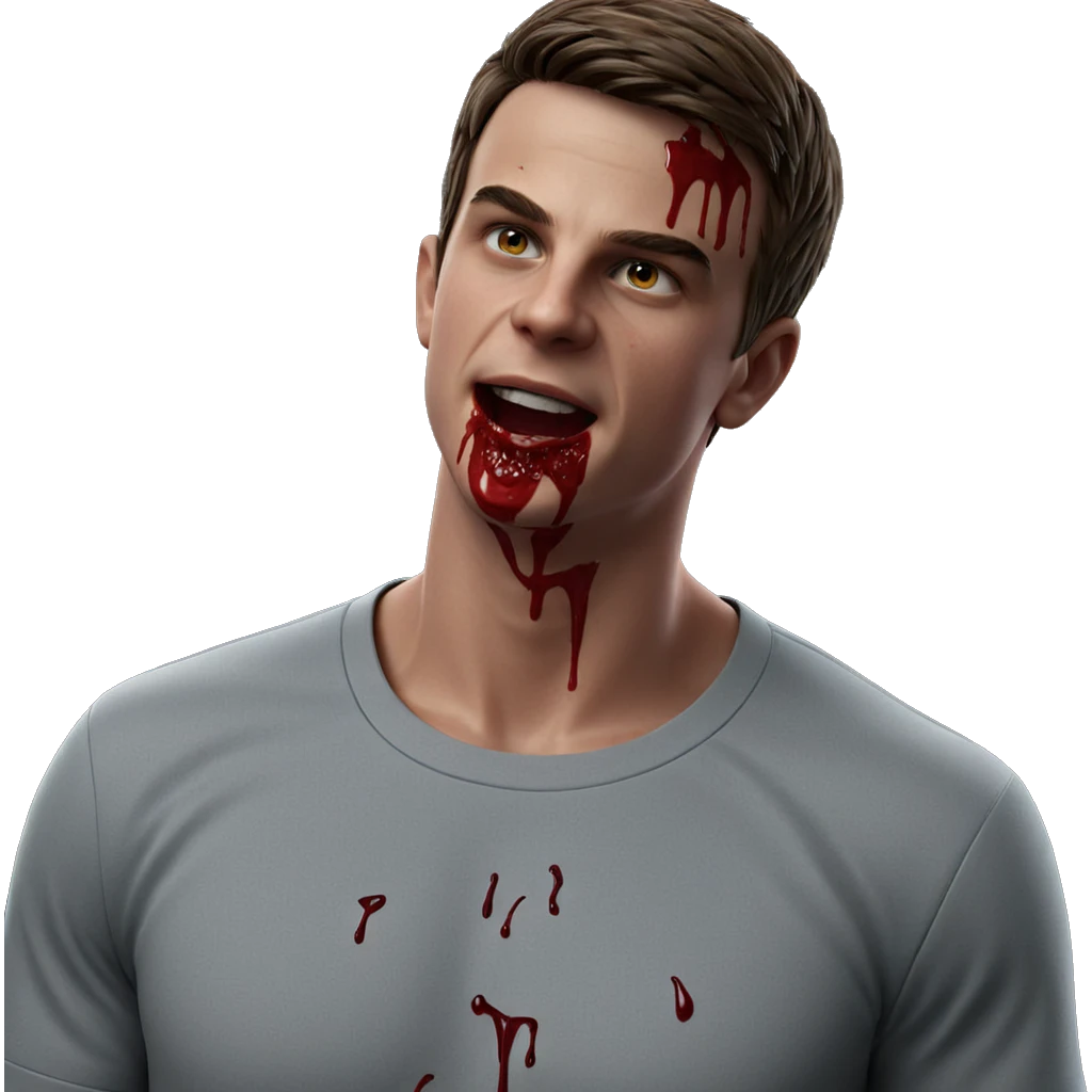 bloody shirt on short haired boy emoji