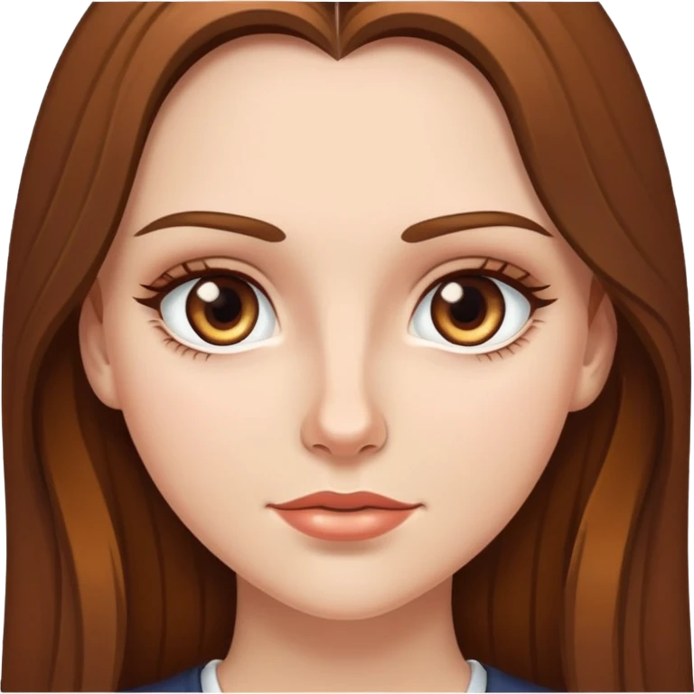 White girl with long brown hair and hazel eyes emoji