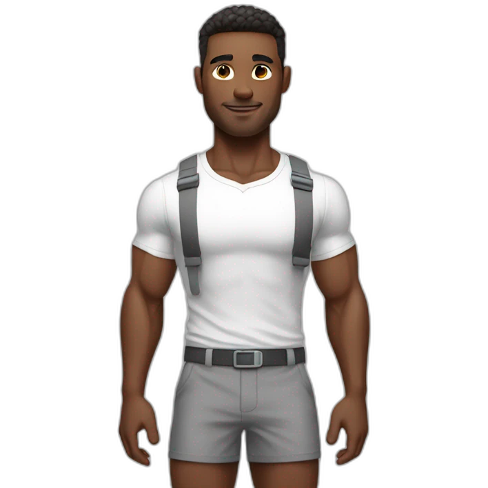 Fit Man With the biceps in white shirt and gray shorts emoji