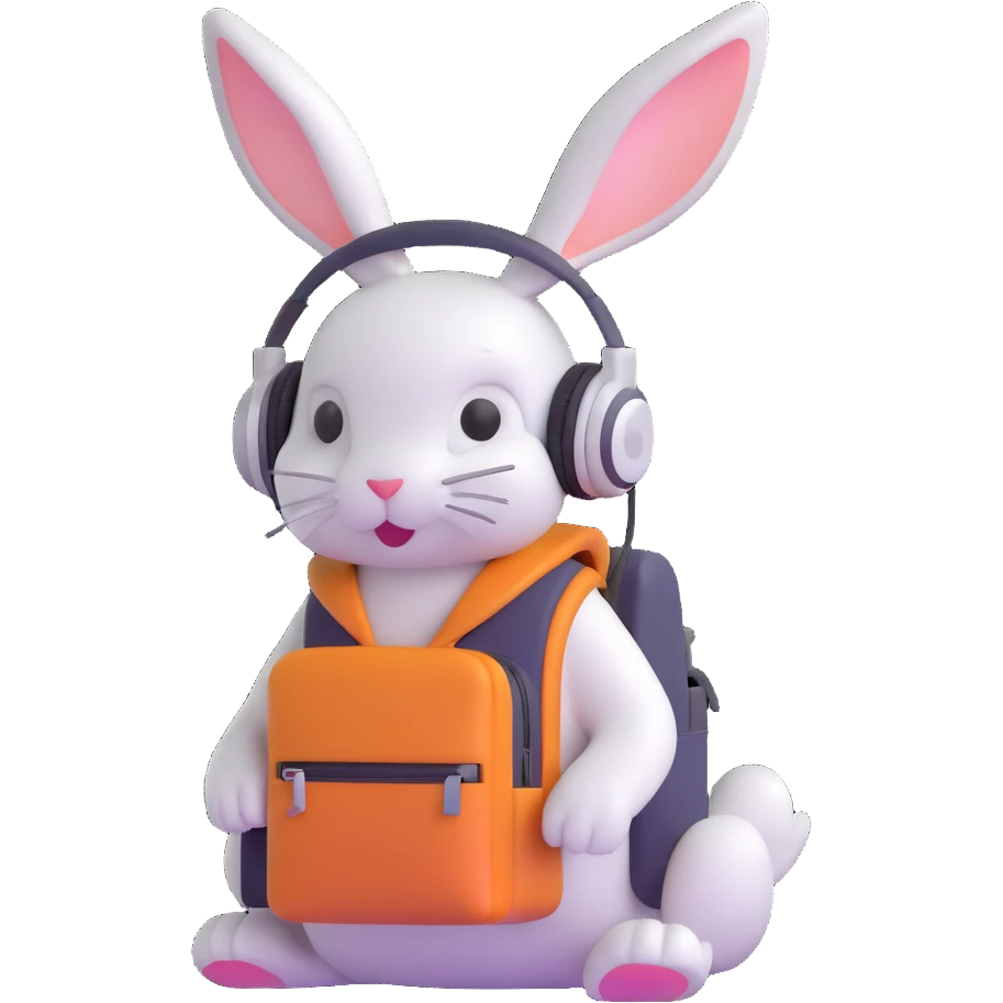 rabbit with headphones and backpack emoji