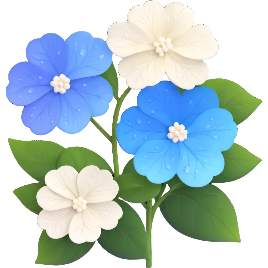 White and blue gradient hydrangea (ajisai) flower in Japanese woodblock print style, with seasonal rain elements and kanji-inspired background, Edo period aesthetic emoji