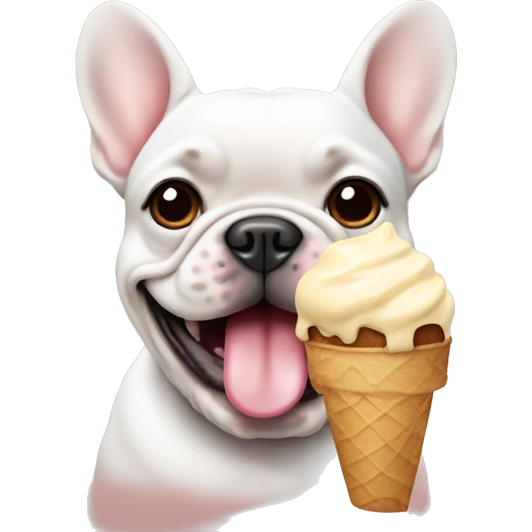 Frenchie eating ice cream emoji