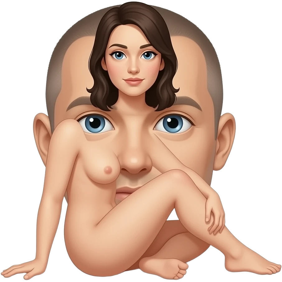 Naked woman sitting on a man's face emoji