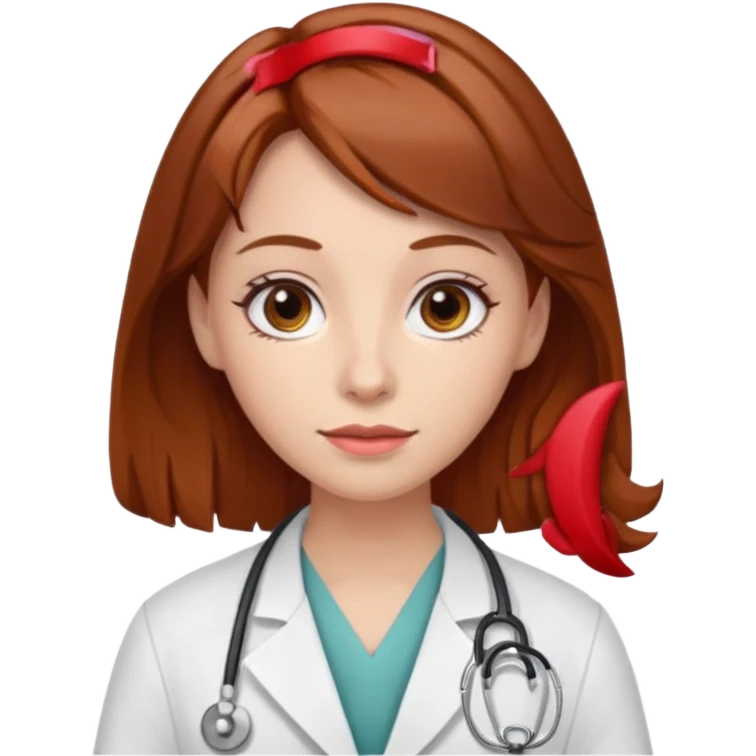 doctor with  hair and red hairclips  emoji
