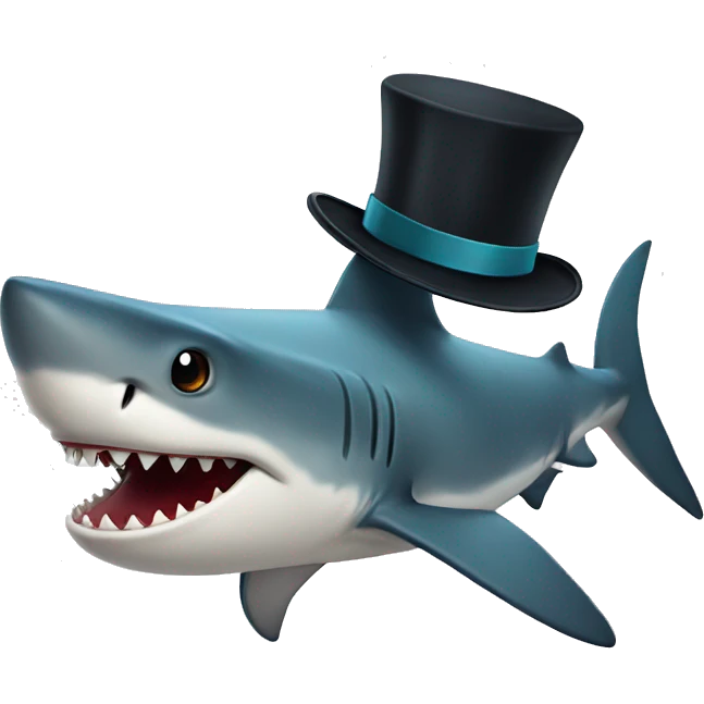Shark with a top hat emoji