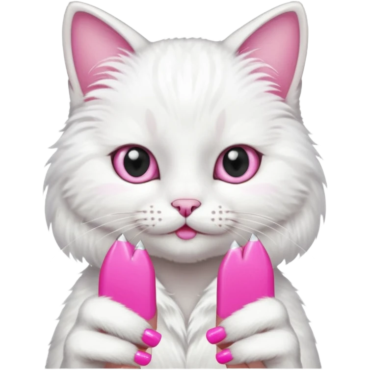 cat filing her pink nails emoji
