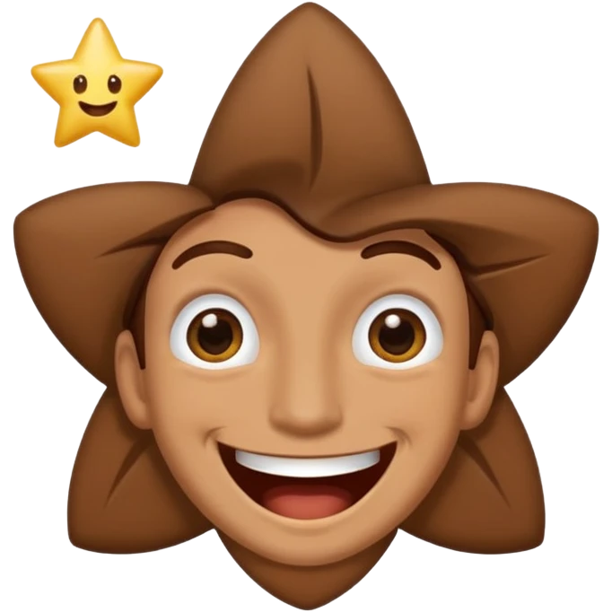 Color de piel moreno los ojos ke sean de estrella riéndose y pelo café hombre  emoji