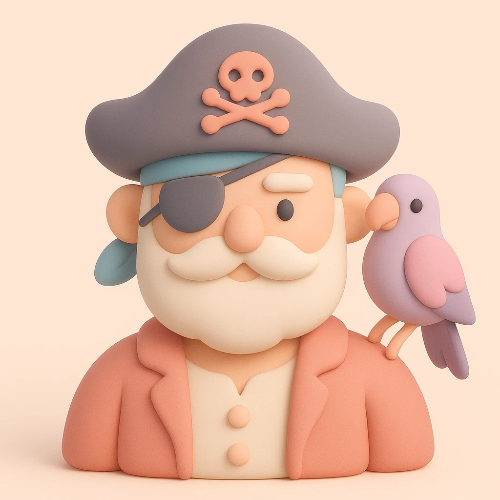 pirate with eye patch and parrot emoji