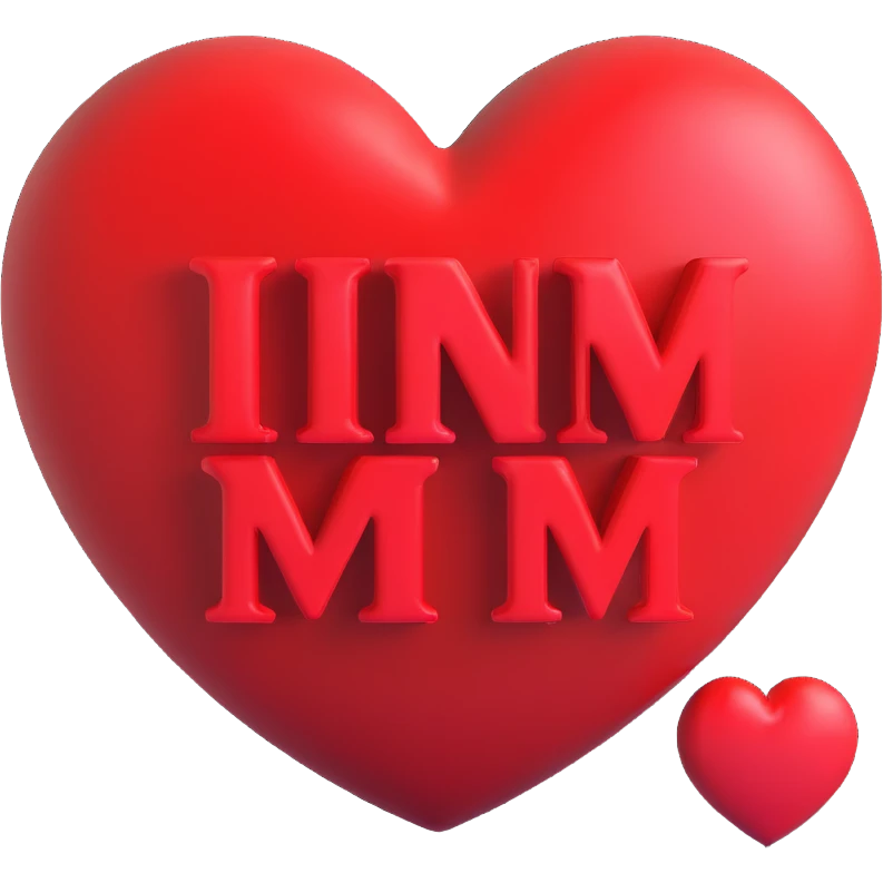 3D red heart with the text 'NM+CD' inside, clear and bold, modern style emoji