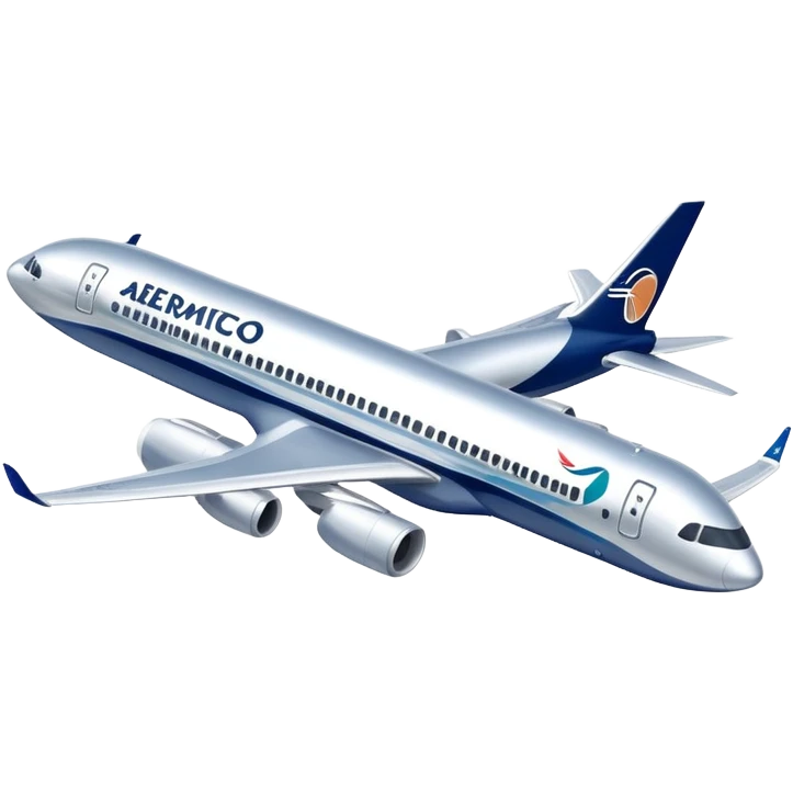 Aeromexico airplane with blue and silver colors emoji