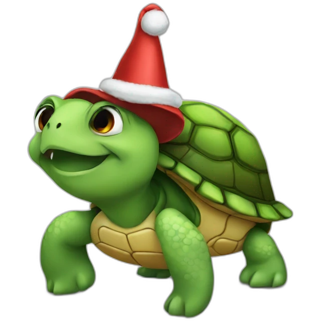 A turtle in a festive cap emoji