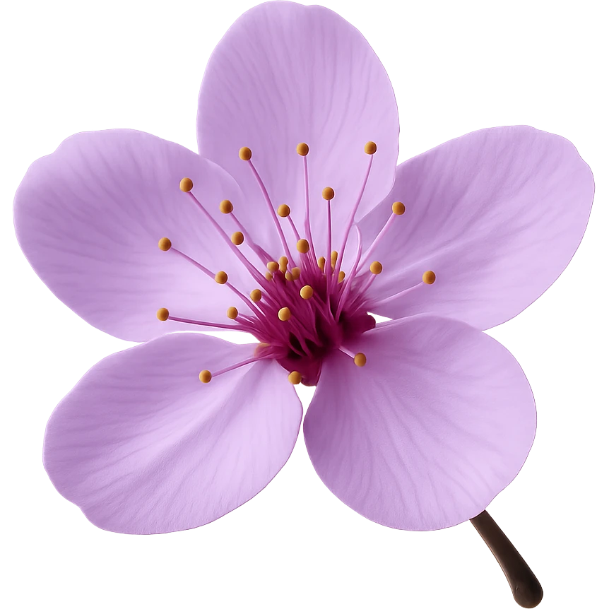 show one purple cherry blossom, remove background emoji
