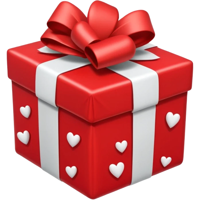 a red gift with a white bow, from which red hearts fly out emoji