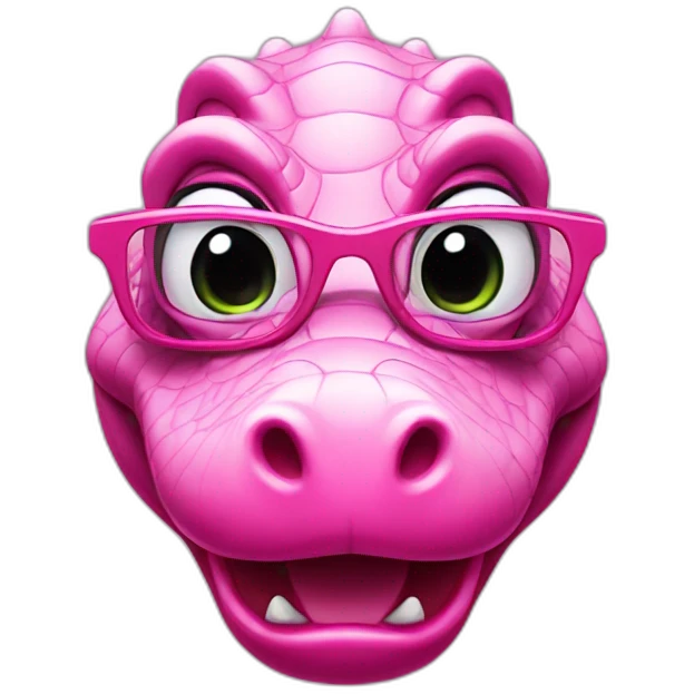 Pink aligator with glasses emoji