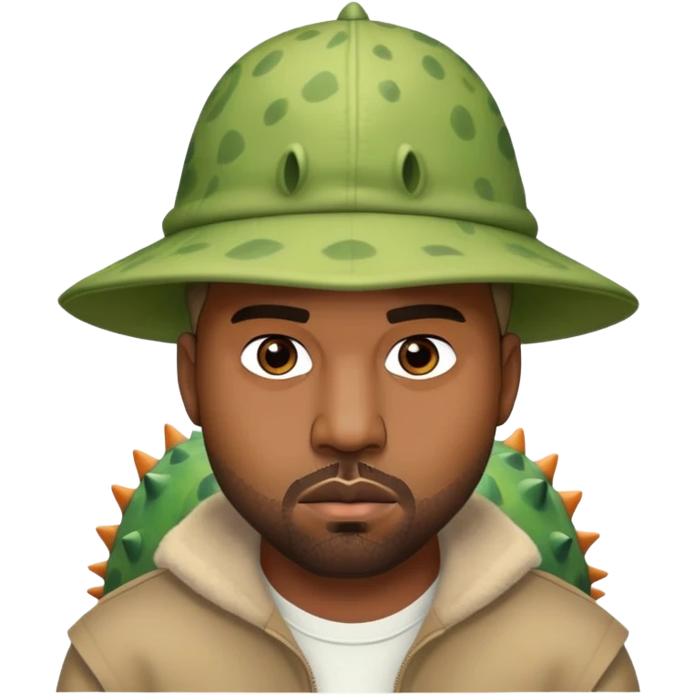 kanye west in a dino hat emoji