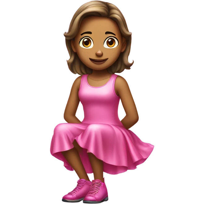 squatting girl in pink shiny dress emoji