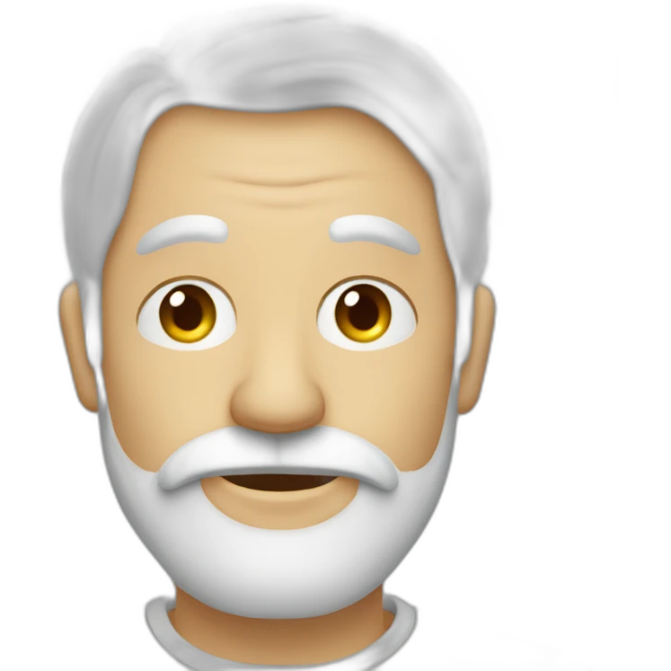 Uomo in pensione con barba bianca felice e contento emoji