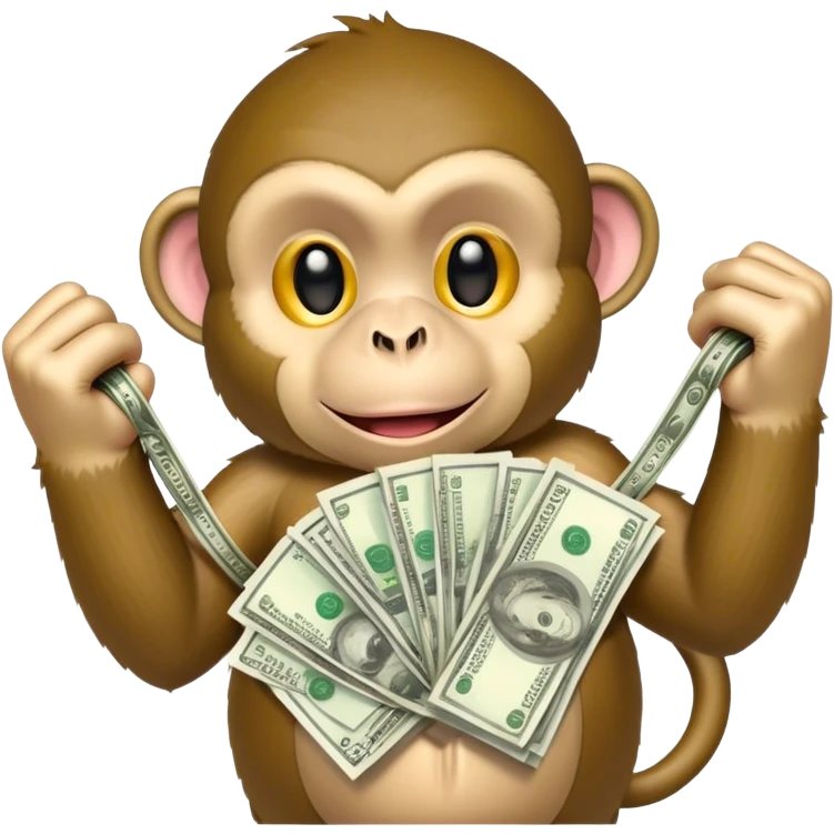 Monkey holding bands of money emoji