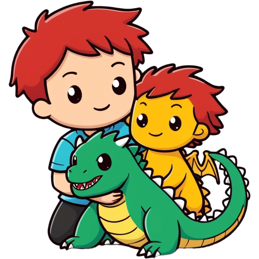 Red head kid with dragon emoji
