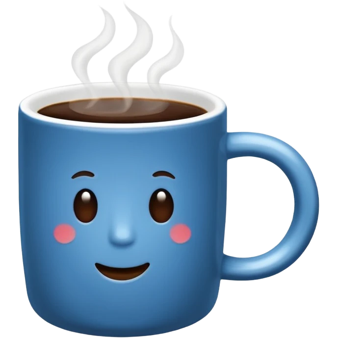 visibly steaming plain blue mug of coffee emoji