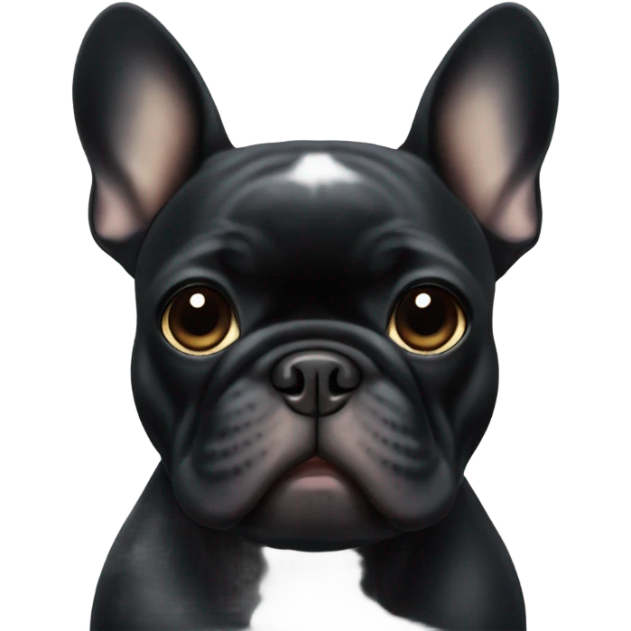 Black French bulldog with round face emoji