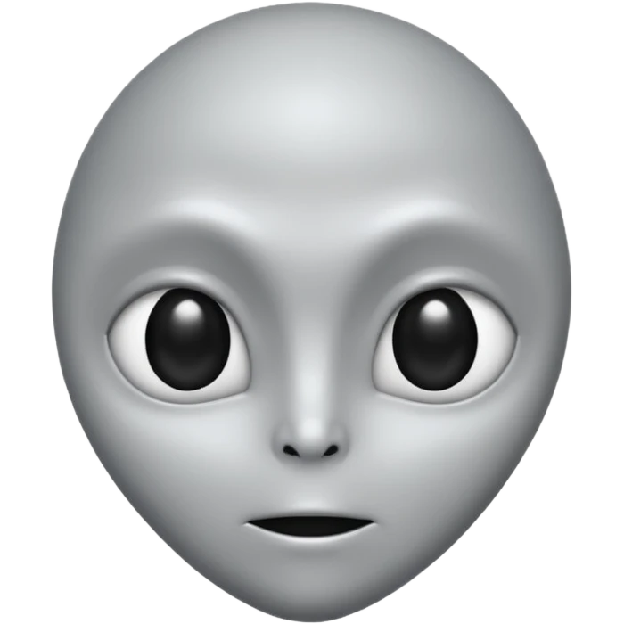 Grey alien head, almond-shaped black eyes, pale grey skin, cartoon emoji, no background emoji