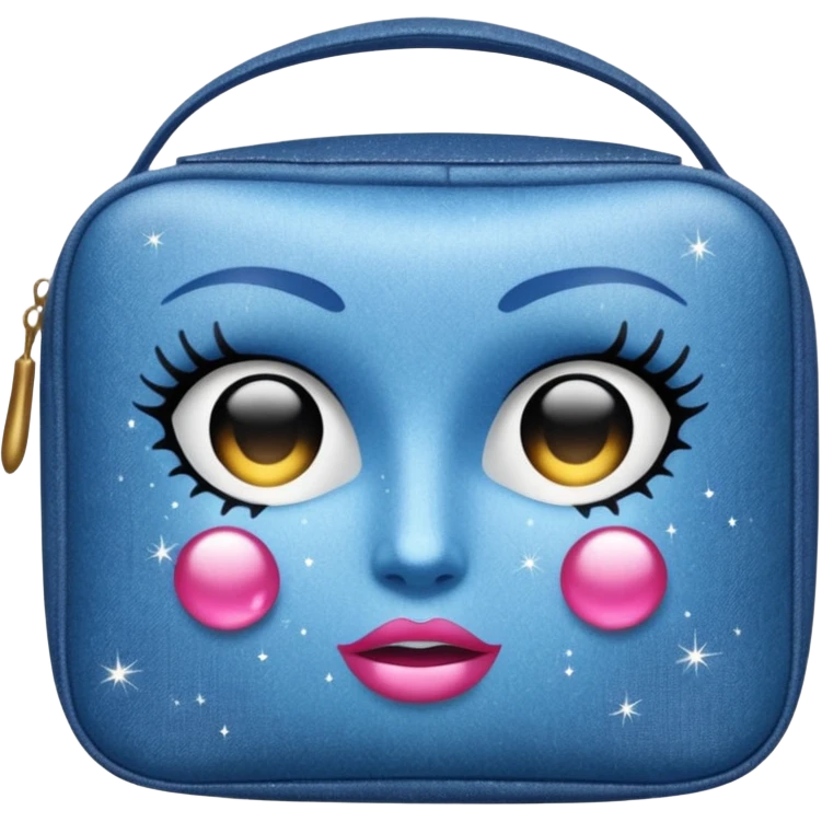 Denim cosmetic bag glittery emoji