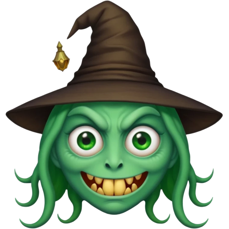 Creat an emoji of an evil monster Witch with Green eyes emoji