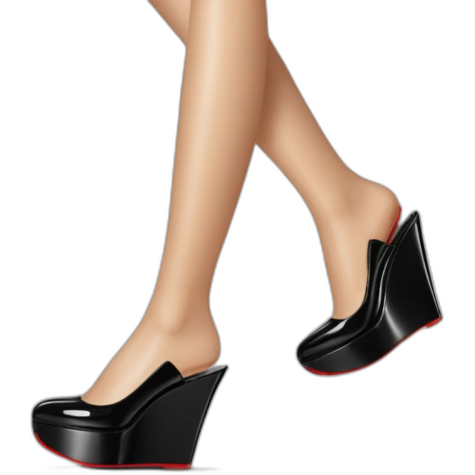 One WEDGE heel LOUBOUTIN black leather PATENT emoji