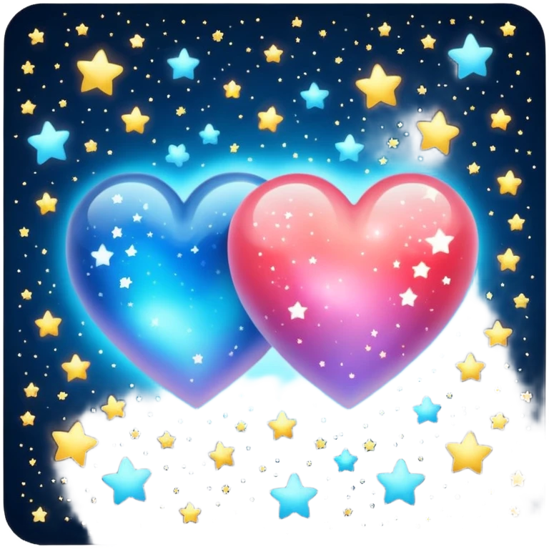 Two hearts one beyond one another with stars in it emoji
