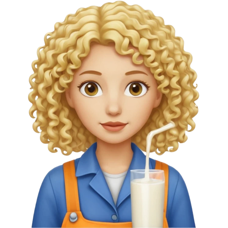 blonde curly Subway worker woman covered with milk  emoji