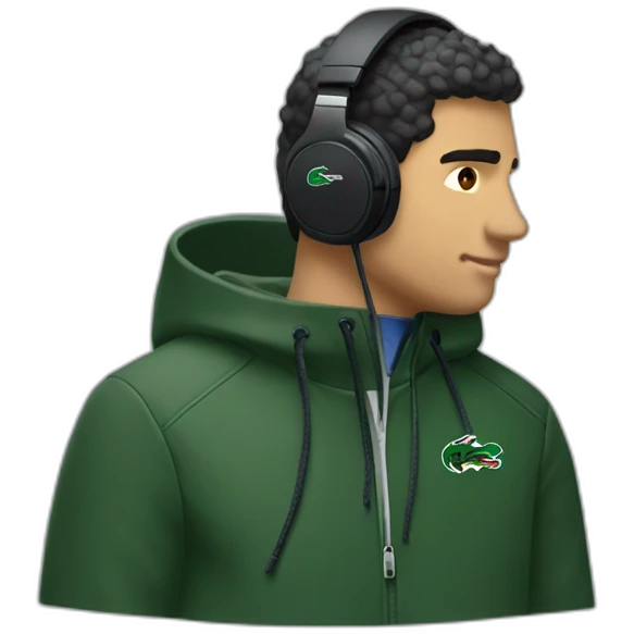Lacoste headphone latin guy with black windbreaker emoji