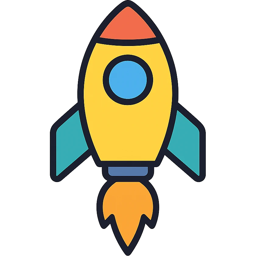 rocket icon with color and black outlines emoji