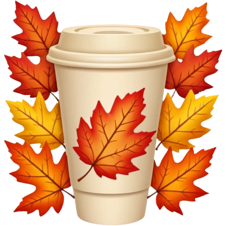 paper cup with autumn leaves emoji