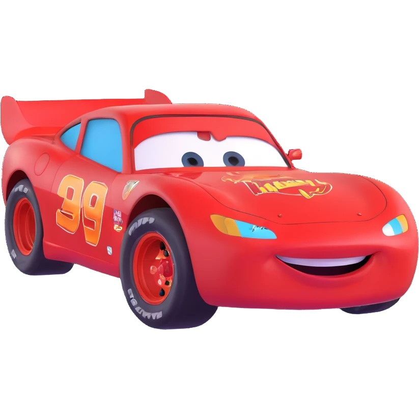 Lightning McQueen, shiny red race car, big smile, 3D emoji style emoji