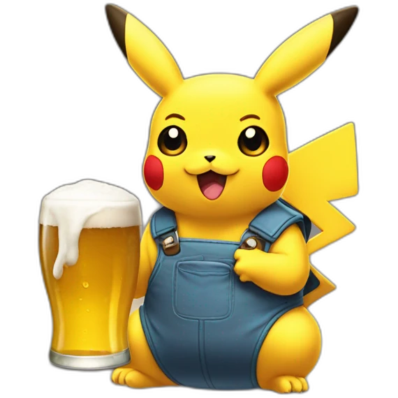 tête de picachu boit une bière emoji