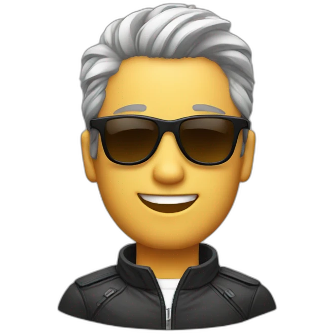 A man wearing shades and wearing a jacket with fancy hair  emoji